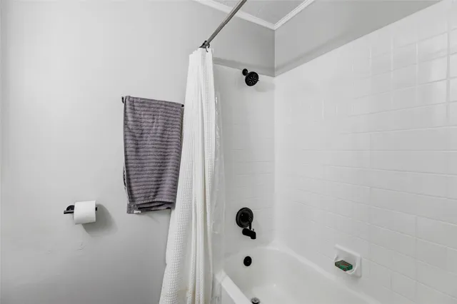 a bathroom with a bathtub