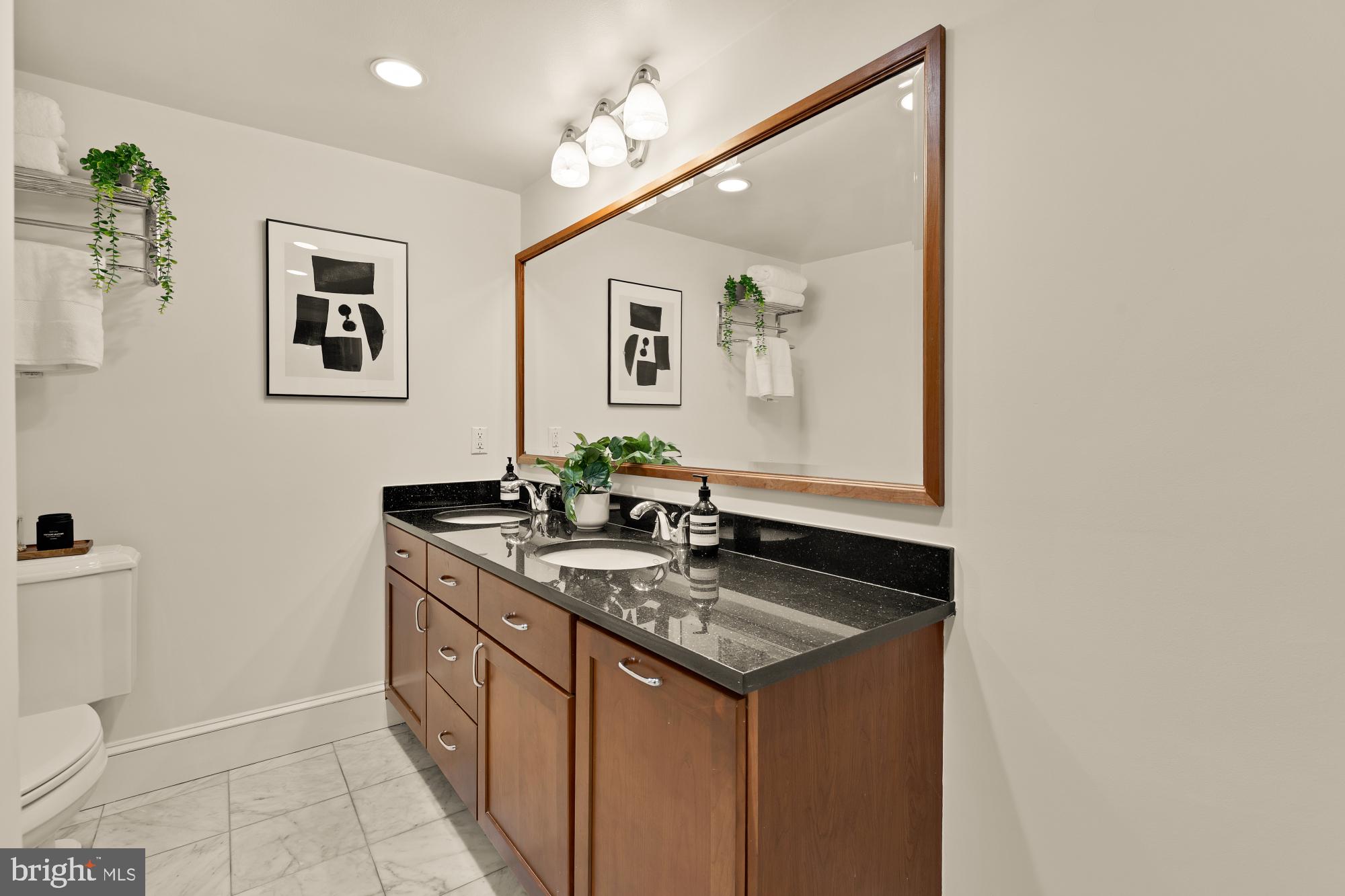6 Logan Circle Northwest, Unit 2 Washington, DC 20005 - Photo 20 of 27 a bathroom with a sink a toilet and mirror