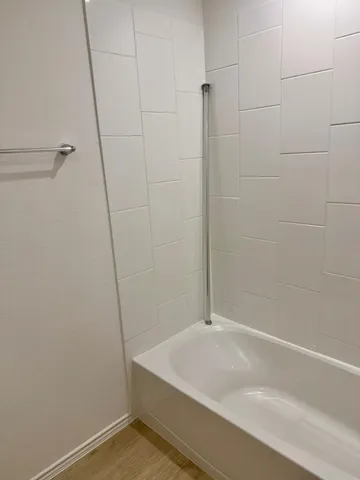 a bathroom with a bathtub