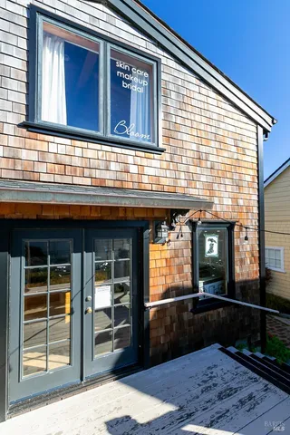a view of an entrance door of the building