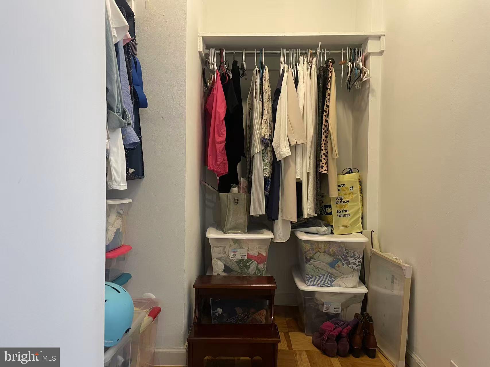 210 Locust Street, Unit 22EW Philadelphia, PA 19106 - Photo 14 of 21 a close view of walk in closet with clothes and shoes