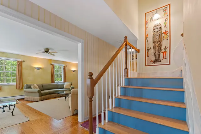 a living room with furniture