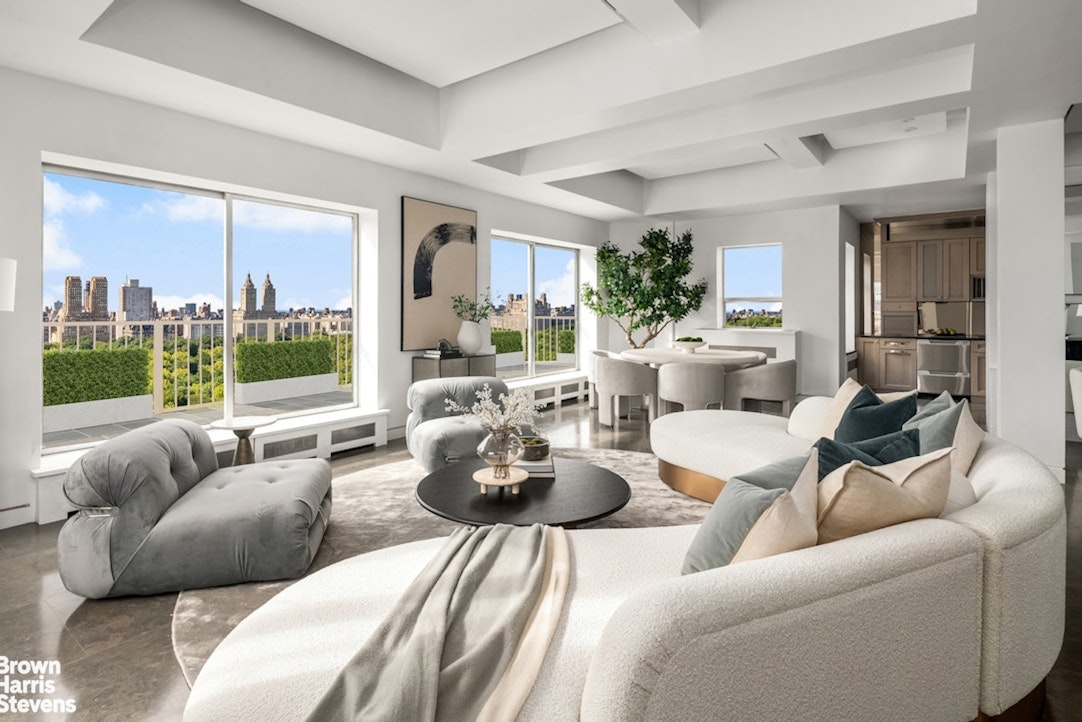 880 5th Avenue, Unit PHF Manhattan, NY 10021 - Photo 2 of 16 a living room with furniture and a large window