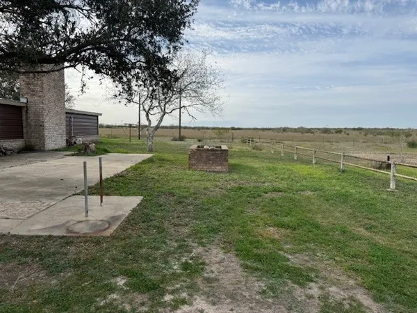 a view of a lake with a yard