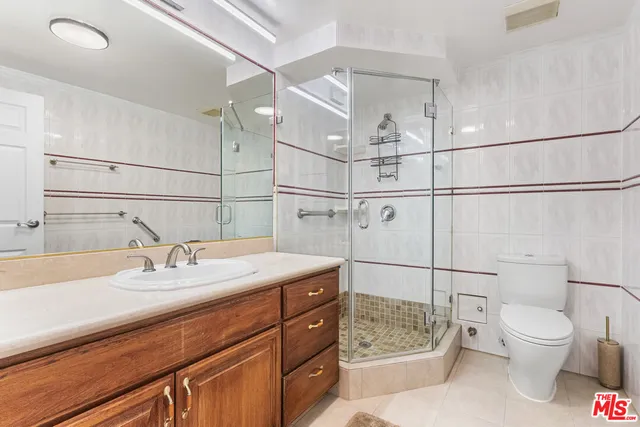 a view of a bathroom with shower