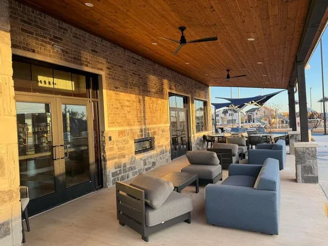 a outdoor view with a sitting space