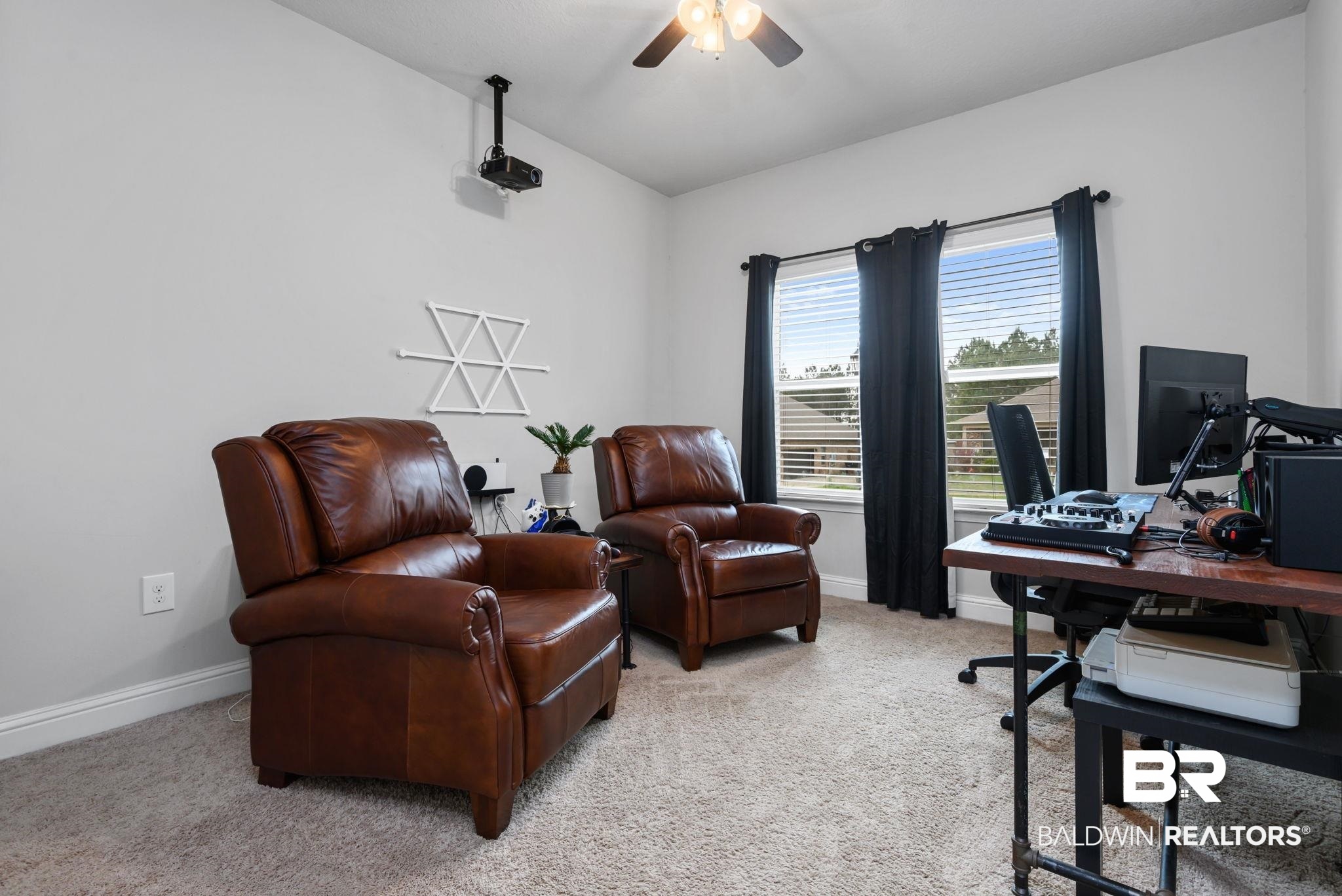 12693 Waxwing Avenue Daphne, AL 36527 - Photo 23 of 43 Home office with light carpet and ceiling fan