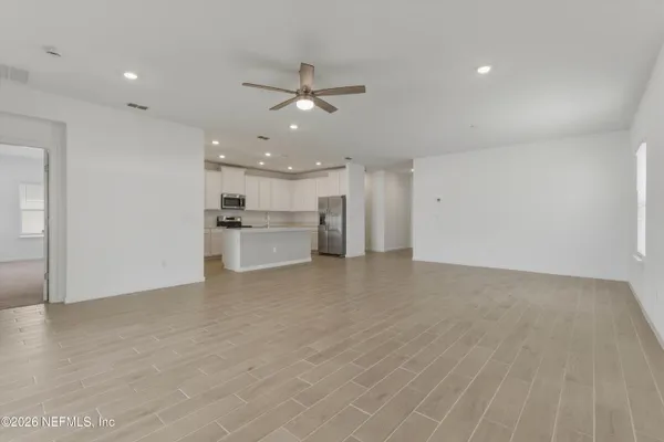 a view of a room with racks on the wall