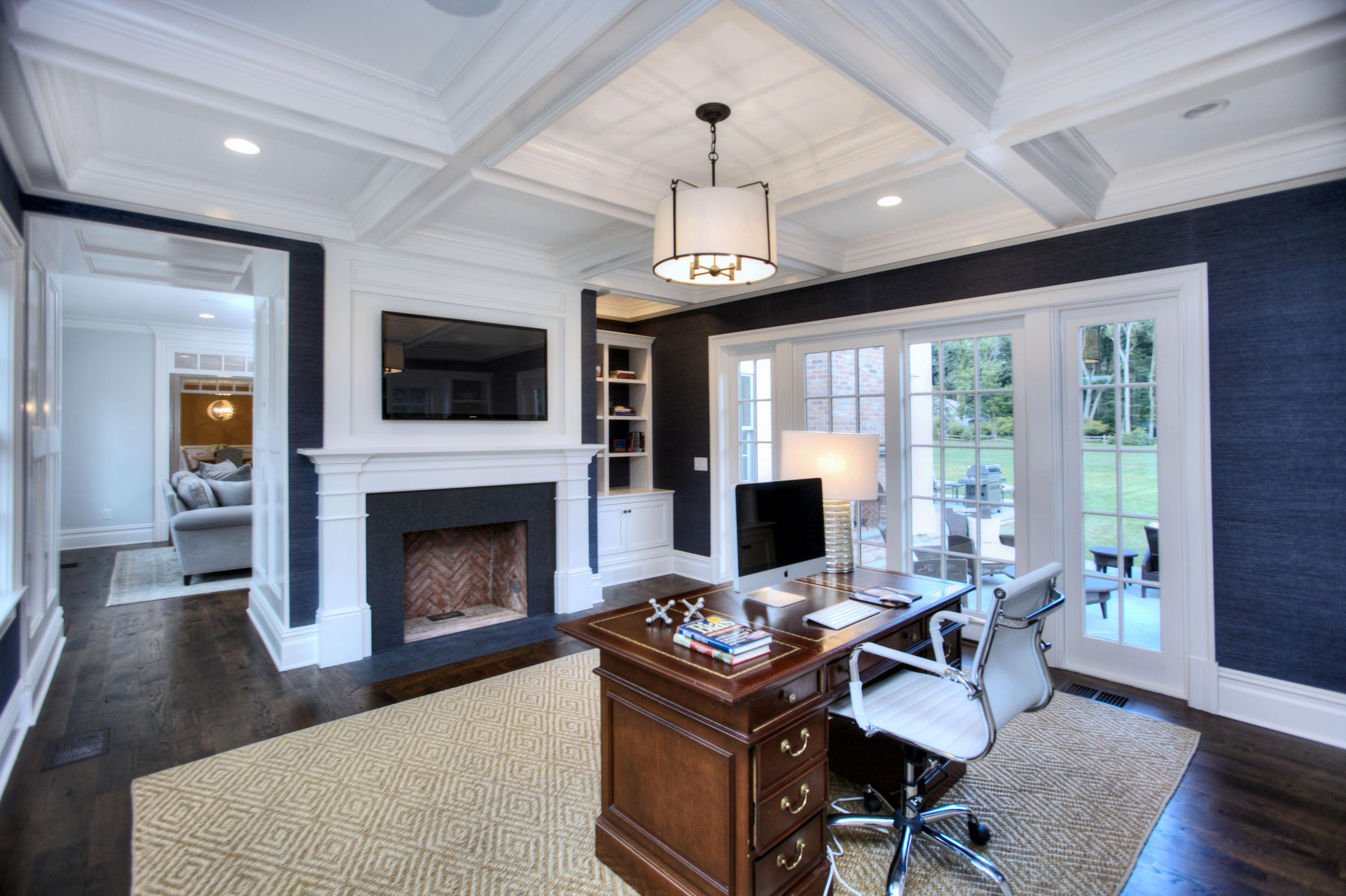 304 Brookside Road Darien, CT 06820 - Photo 11 of 25 a living room with furniture fireplace and flat screen tv