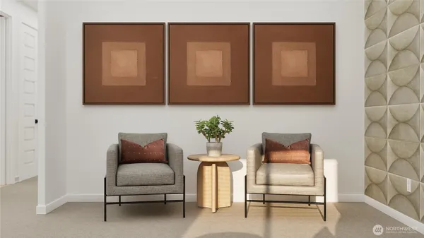 a view of livingroom with furniture and a potted plant