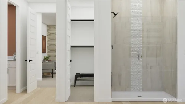 a bathroom with a shower