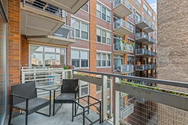 a view of a building from a balcony