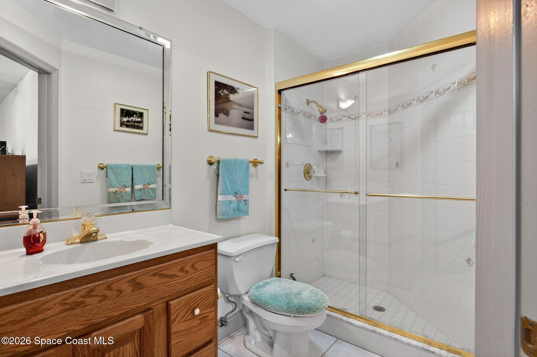 3676 South Ridge Circle Titusville, FL 32796 - Photo 51 of 74 a spacious bathroom with a shower sink and mirror