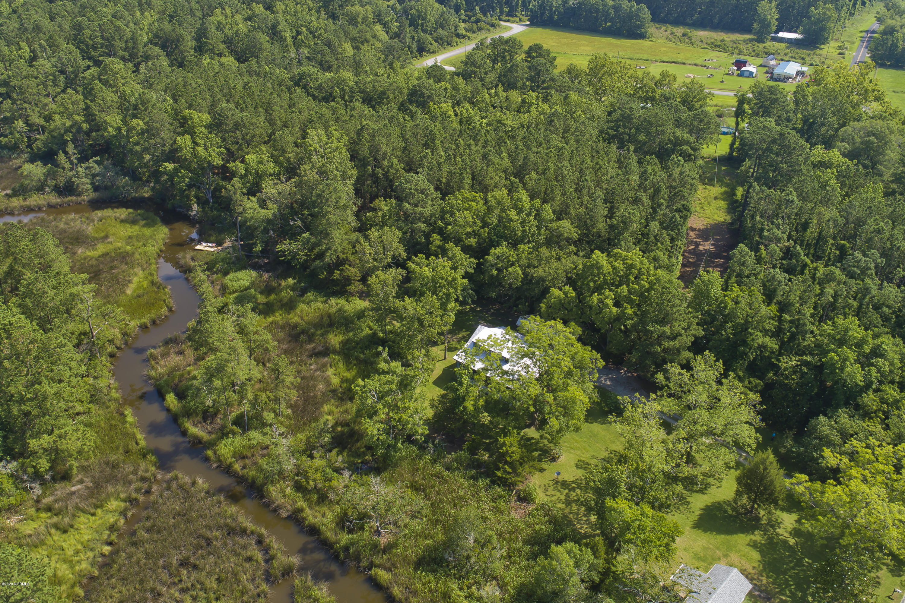 6413 Florence Road Merritt, NC 28556 - Photo 88 of 90 Aerial View of Boat Dock & Home
