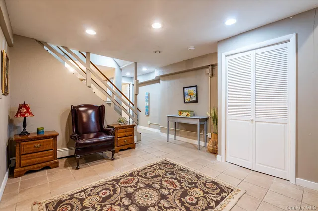 a living room with furniture
