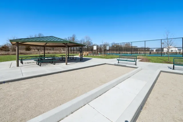 an outdoor view with patio