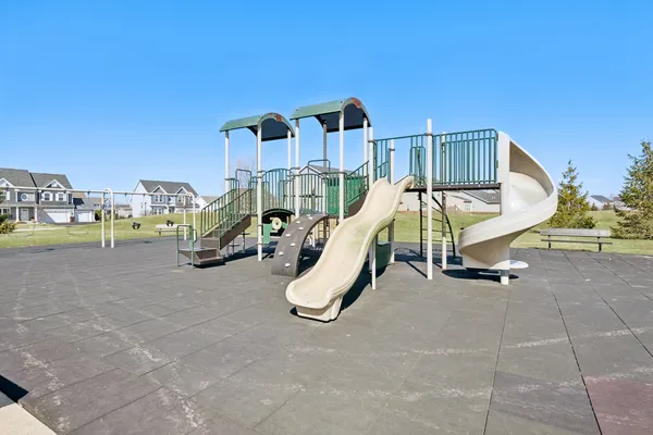 a view of a swimming pool with a slide