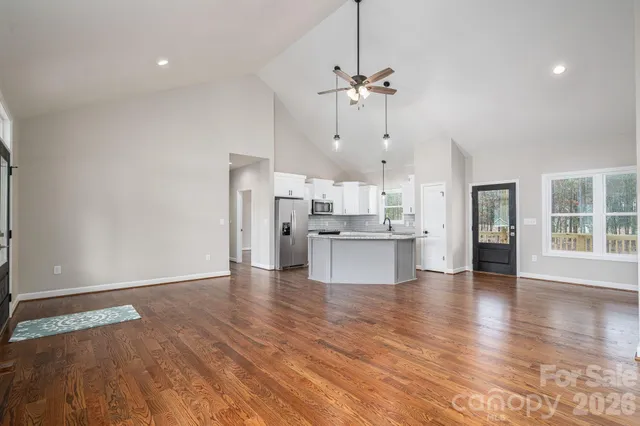 a view of kitchen and windows