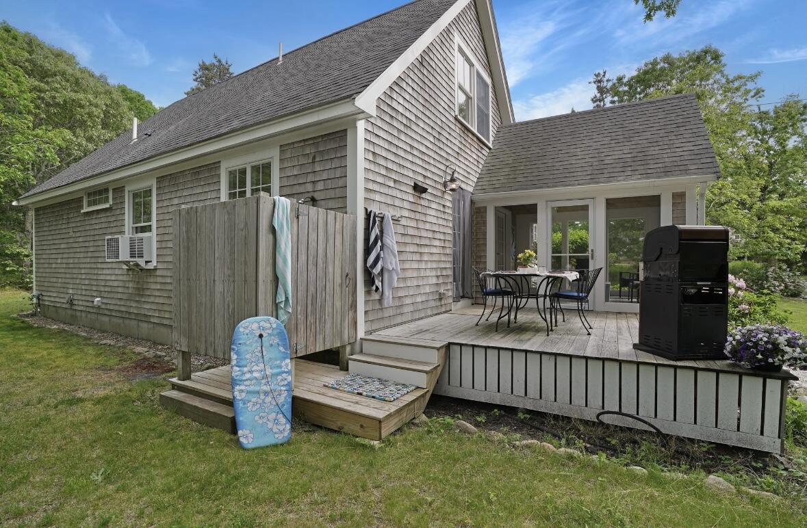 395 West Tisbury Road Edgartown, MA 02539 - Photo 4 of 23 Deck with Outdoor Shower