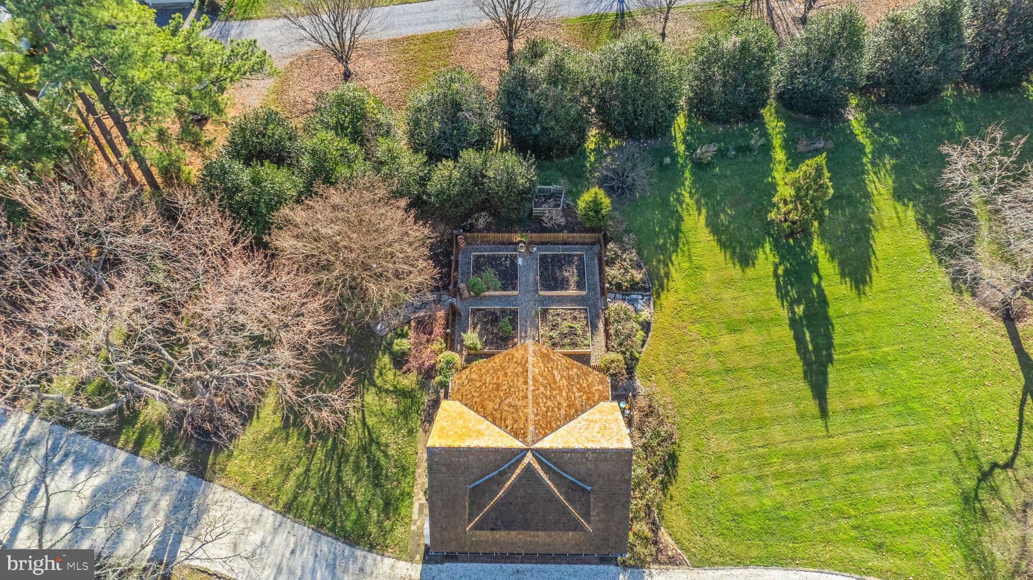 25932 Goose Neck Road Royal Oak, MD 21662 - Photo 70 of 79 Aerial of the Detached Garage & Raised Gardens