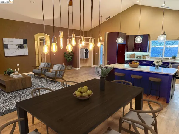 a large kitchen with a large island in it