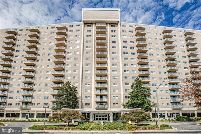 front view of a building with a street