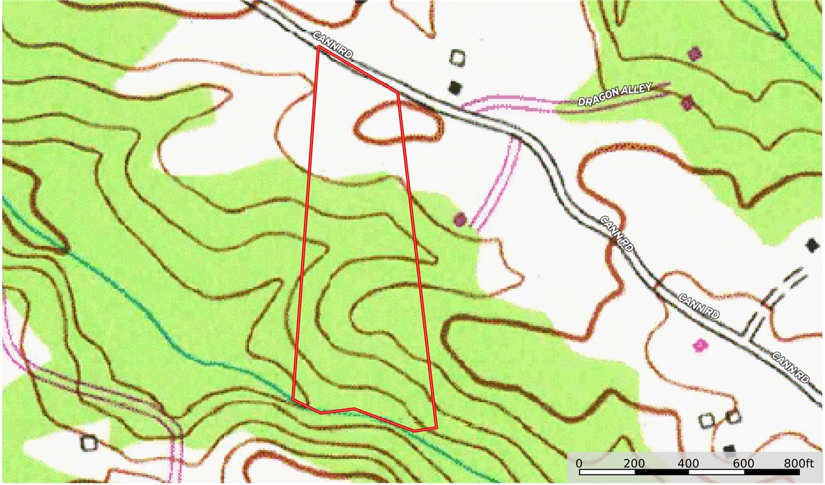 Tract A Cann Road Anderson, SC 29625 - Photo 14 of 15 This detailed topographic map outlines a spacious lot with clear road access.