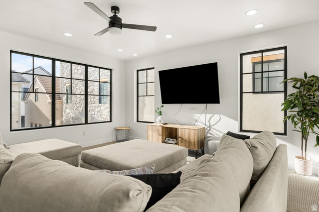5354 Cyan Lane St. George, UT 84790 - Photo 25 of 45 Living area with a ceiling fan, recessed lighting, and healthy amount of natural light
