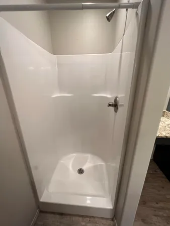 a bathroom with a bathtub