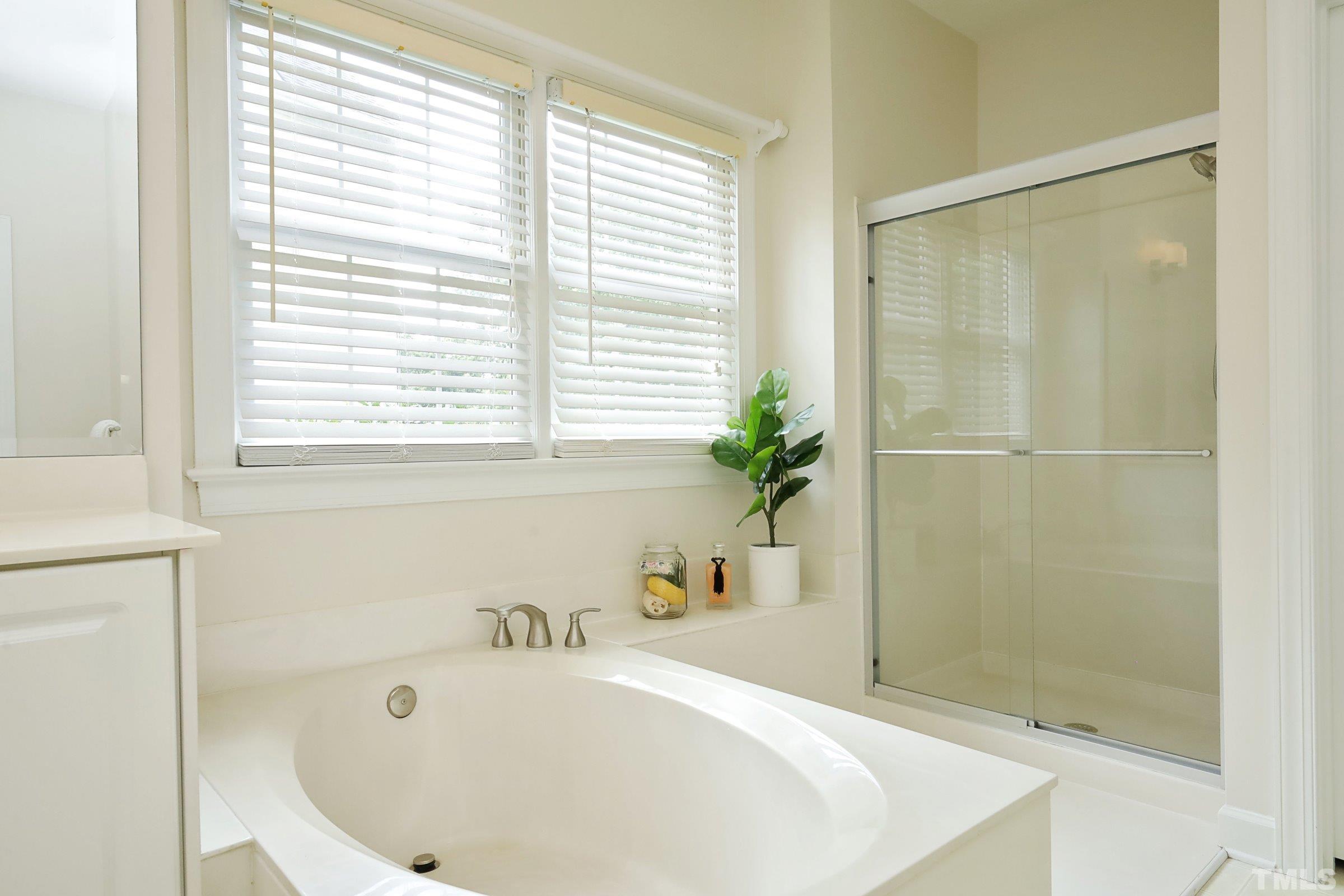 101 Modena Drive Cary, NC 27513 - Photo 32 of 57 a white bath tub sitting in a bathroom next to a window