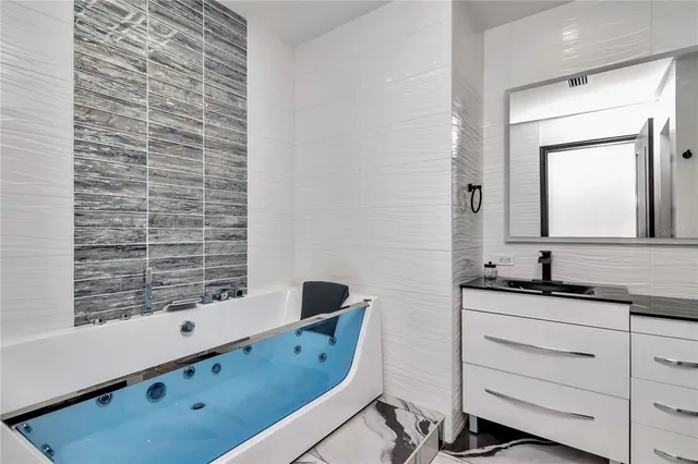 a view of a lake with building in front of it