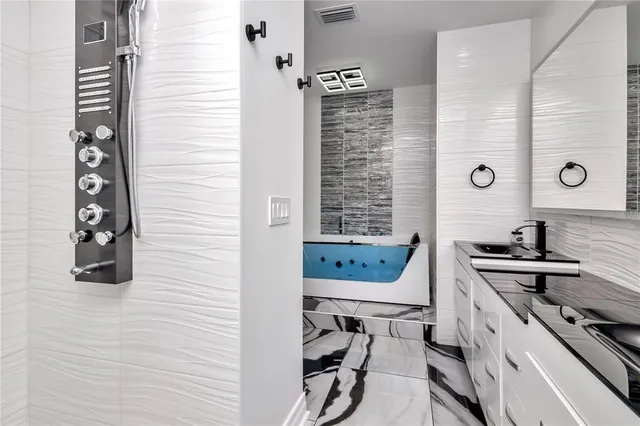 a view of a city with tall buildings