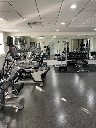 a view of a room with gym equipment