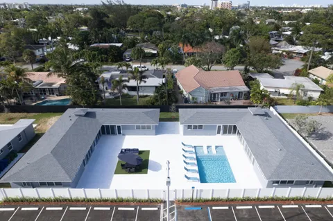 an aerial view of multiple houses