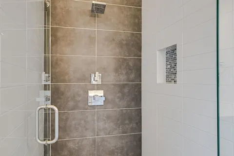 a bathroom with a shower