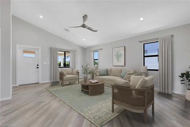 a living room with furniture