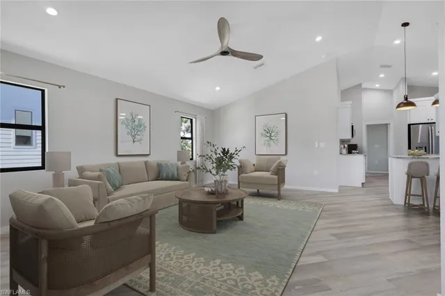 a living room with furniture