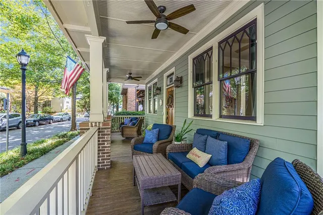 a living room with furniture and a window
