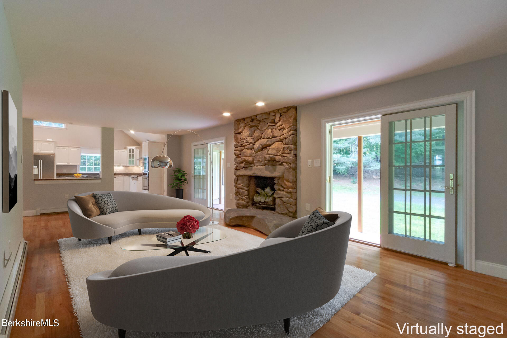6 Oxbow Road Egremont, MA 01230 - Photo 12 of 42 a living room with fireplace furniture and a large window