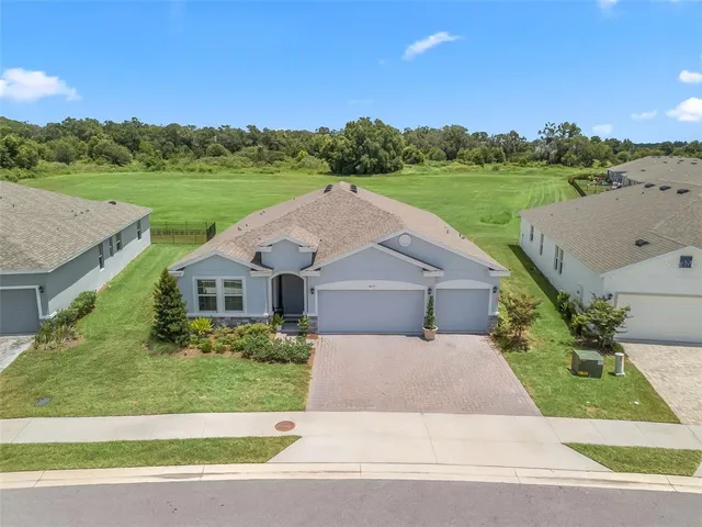 an aerial view of a house