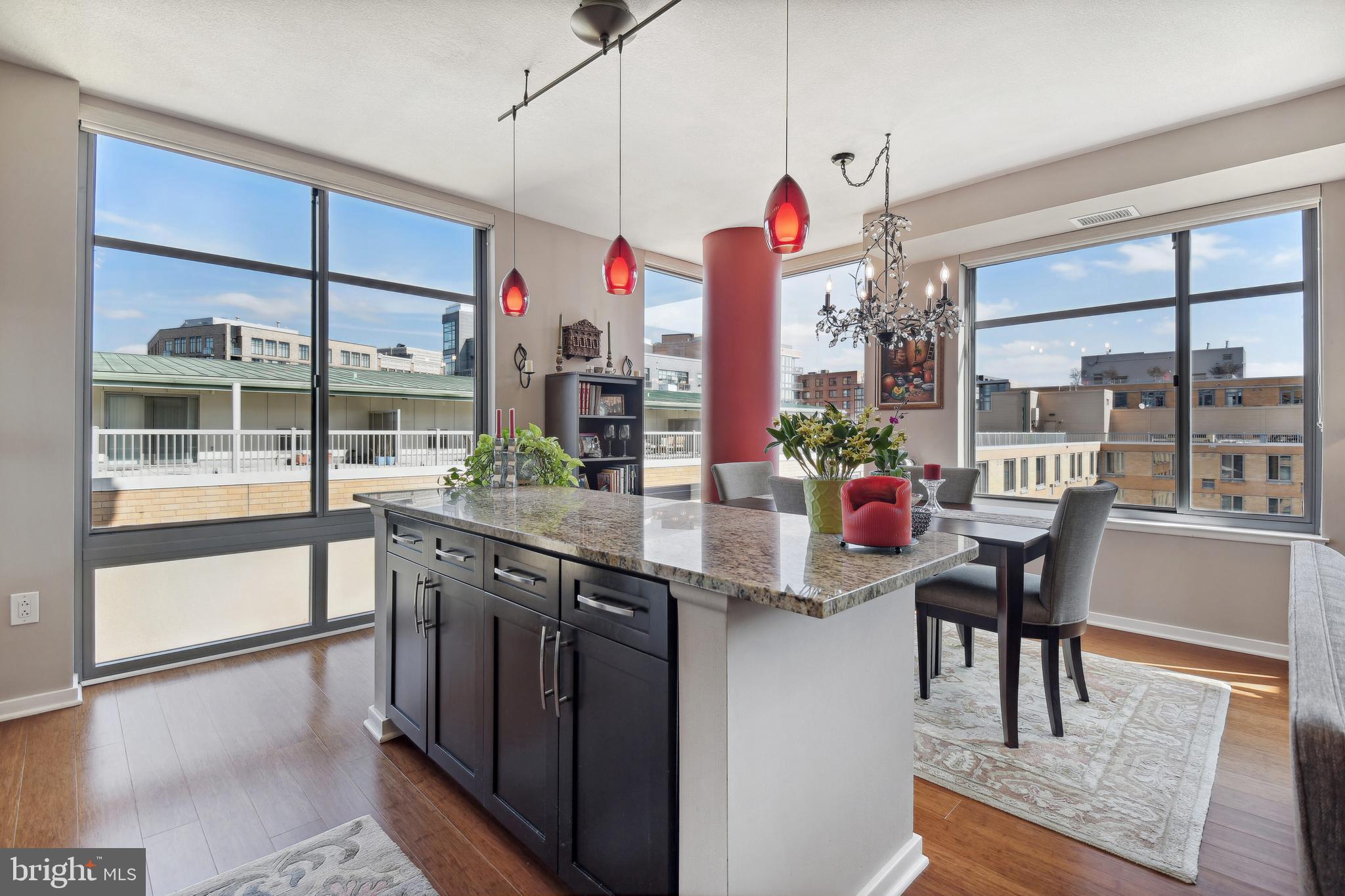 475 K Street Northwest, Unit 908 Washington, DC 20001 - Photo 8 of 31 Kitchen island and view of Dining area