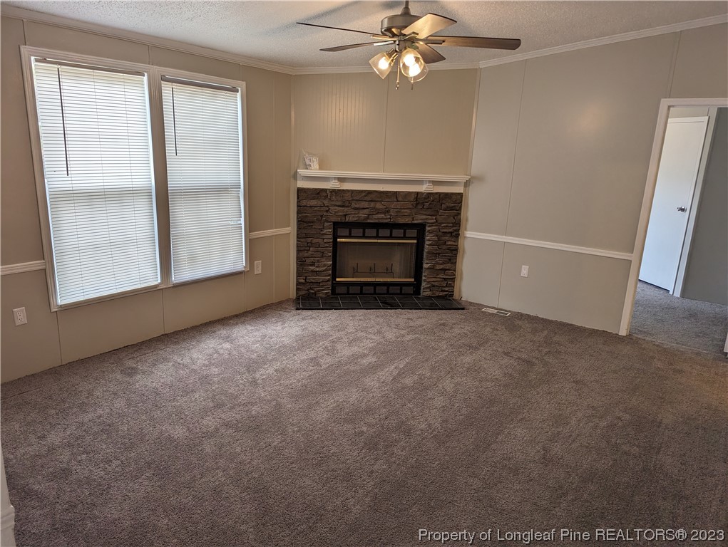 271 Eisler Drive Lillington, NC 27546 - Photo 11 of 17 an empty room with windows fireplace and fan