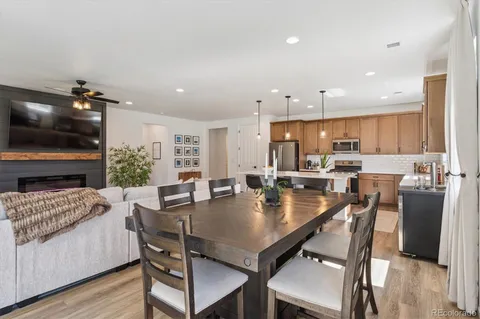 a view of a dining room and livingroom