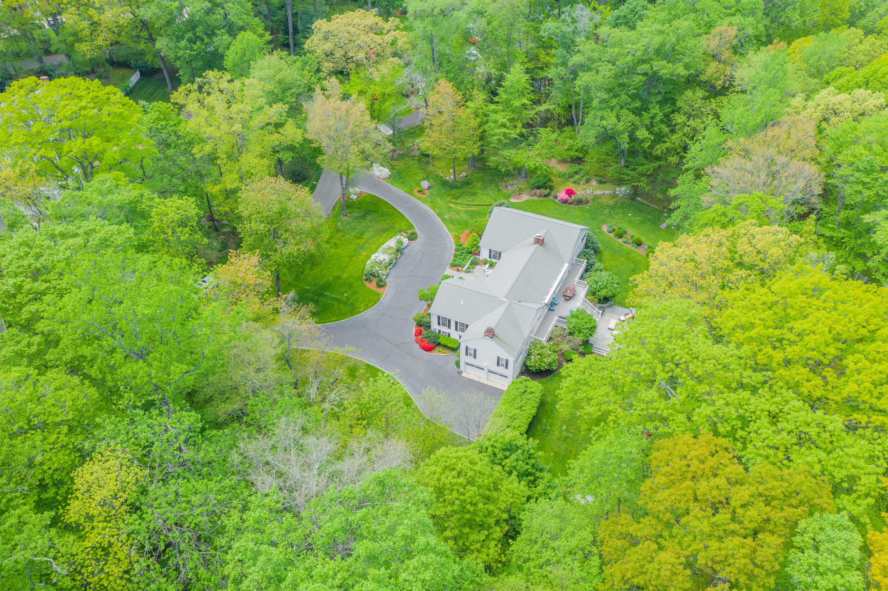 116 Ridge Acres Road Darien, CT 06820 - Photo 41 of 44 an aerial view of residential house with outdoor space and trees all around