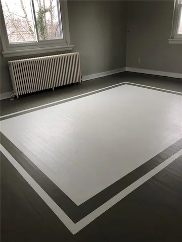 a view of a small space with window