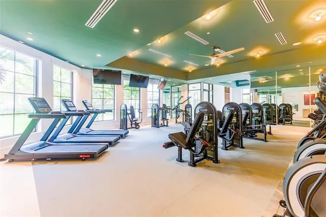 a view of a room with gym equipment