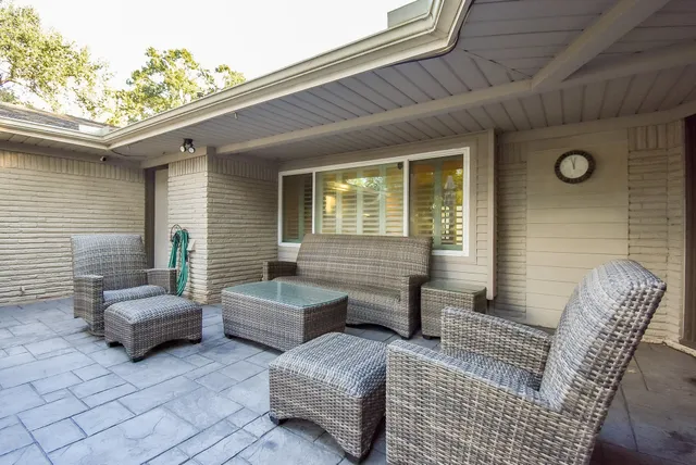 a view of outdoor space with seating space