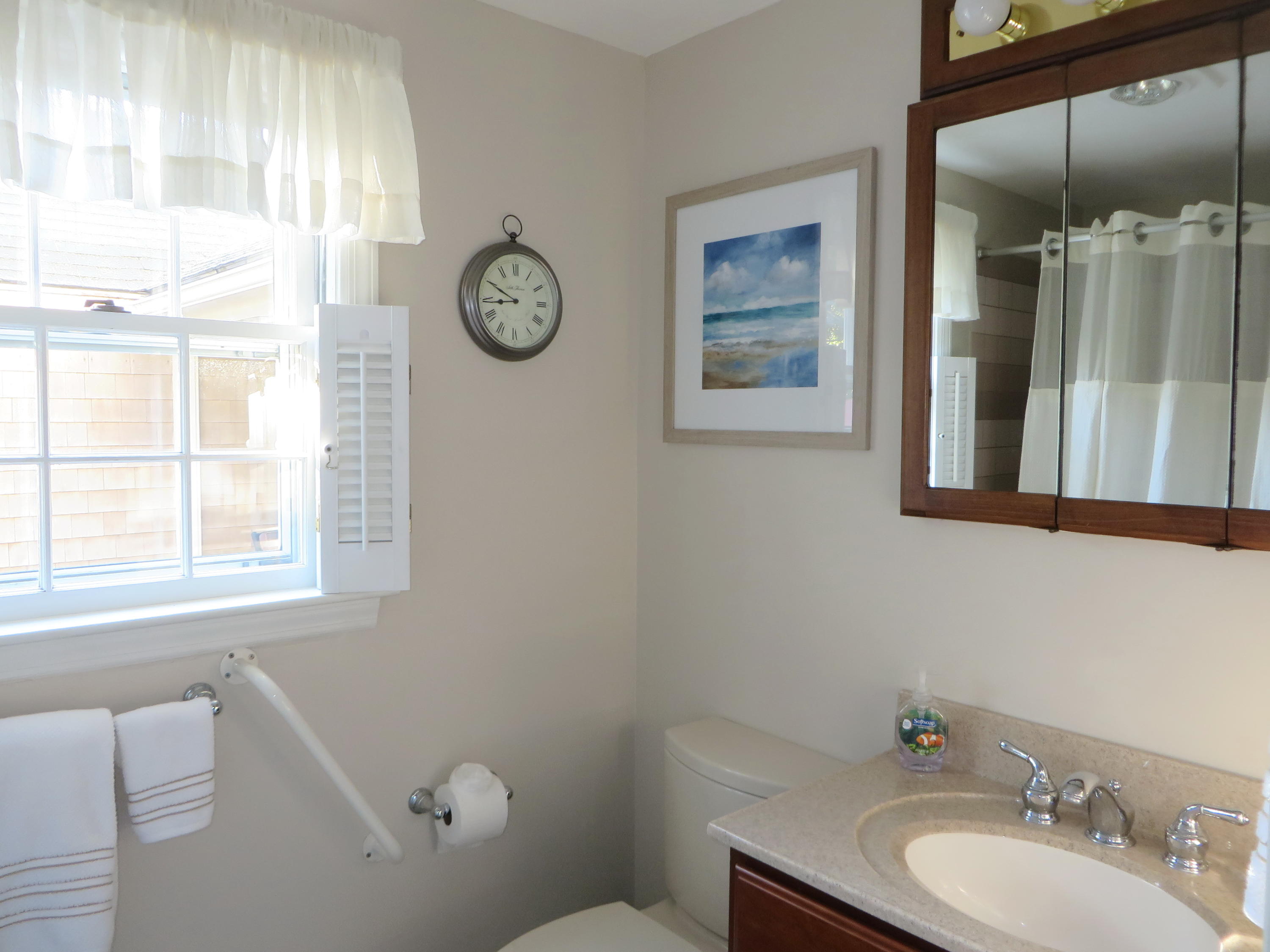229 Lower County Road West Harwich, MA 02671 - Photo 13 of 23 a bathroom with a toilet sink vanity and mirror