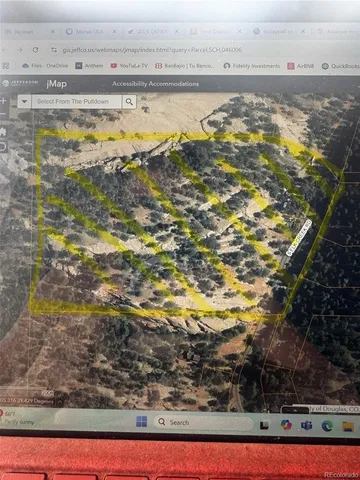 a view of a yard with large trees