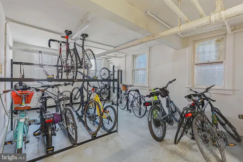 a view of a bike storage with bicycles